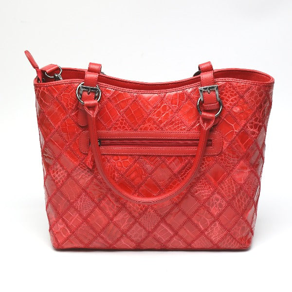 カイマンクロコダイル CAIMAN CROCODILE ショルダーバッグ
 2WAY クロコダイル ハンドバッグ クロコダイル LB7003 レッド 【H】