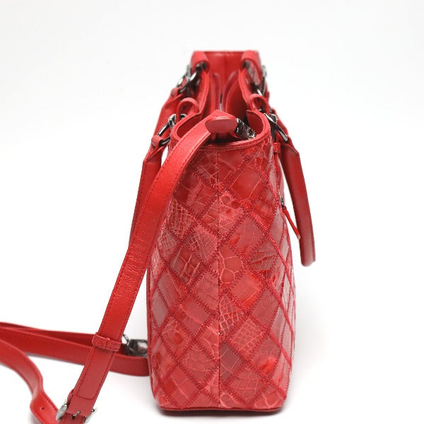 カイマンクロコダイル CAIMAN CROCODILE ショルダーバッグ
 2WAY クロコダイル ハンドバッグ クロコダイル LB7003 レッド 【H】
