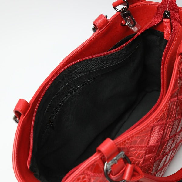 カイマンクロコダイル CAIMAN CROCODILE ショルダーバッグ
 2WAY クロコダイル ハンドバッグ クロコダイル LB7003 レッド 【H】