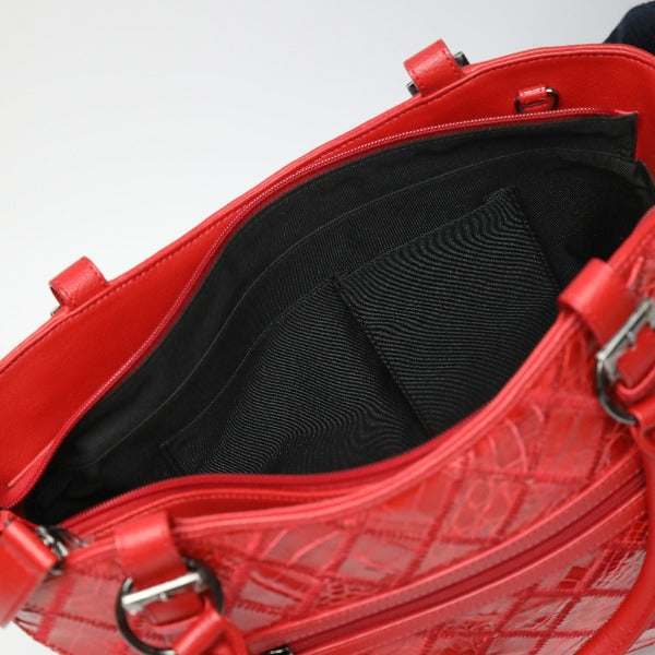 カイマンクロコダイル CAIMAN CROCODILE ショルダーバッグ
 2WAY クロコダイル ハンドバッグ クロコダイル LB7003 レッド 【H】
