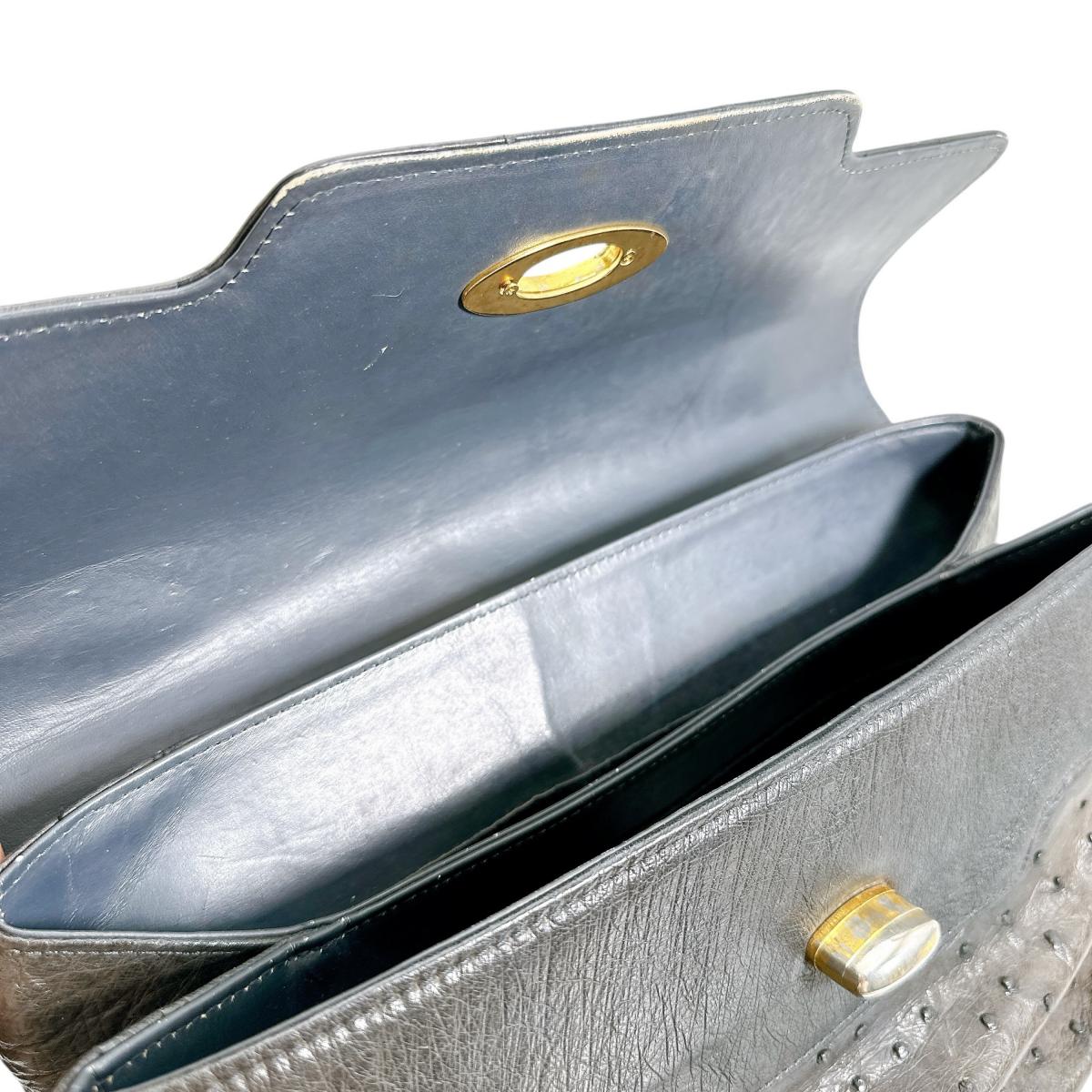 オーストリッチ ostrich ハンドバッグ
 ハンドバッグ オーストリッチ ゴールド金具 オーストリッチ ブラウン 【SS】
 【中古】