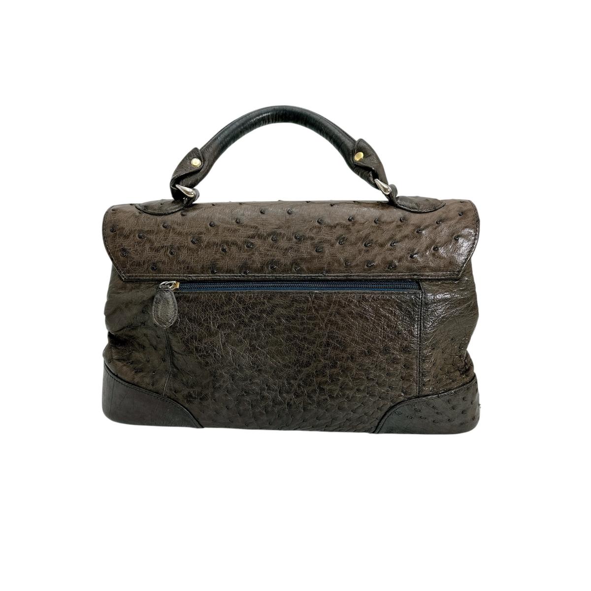 オーストリッチ ostrich ハンドバッグ
 ハンドバッグ オーストリッチ ゴールド金具 オーストリッチ ブラウン 【SS】
 【中古】