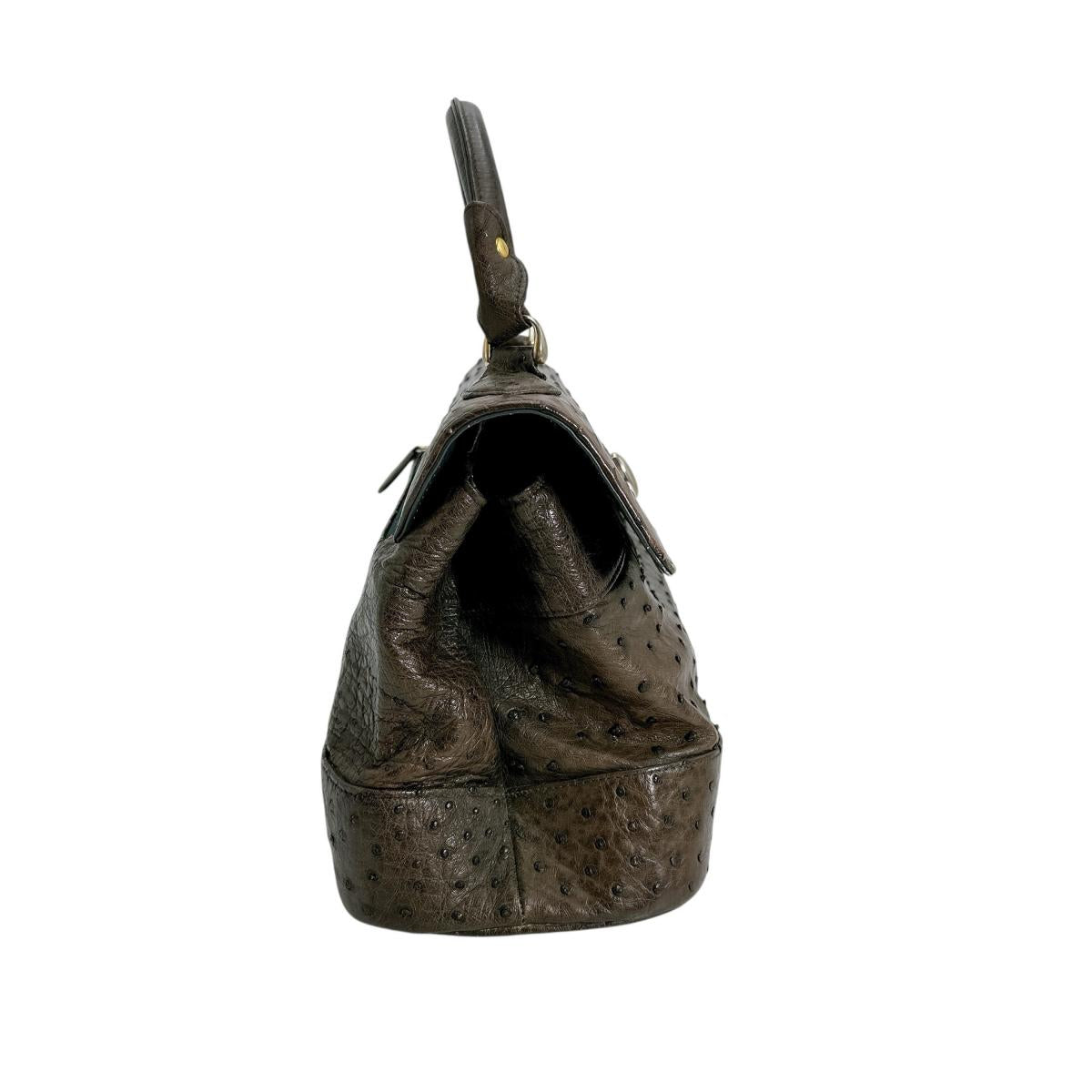 オーストリッチ ostrich ハンドバッグ
 ハンドバッグ オーストリッチ ゴールド金具 オーストリッチ ブラウン 【SS】
 【中古】