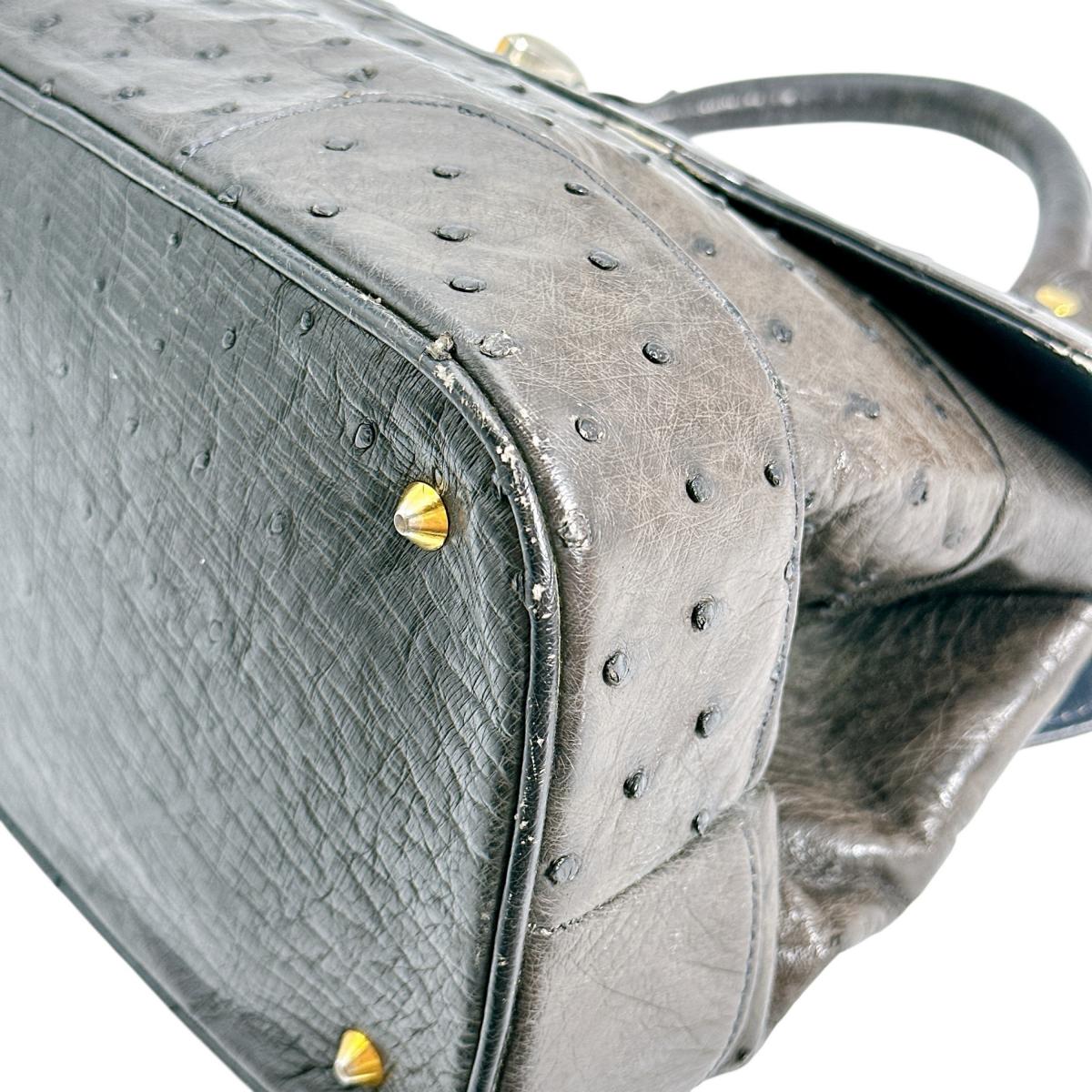 オーストリッチ ostrich ハンドバッグ
 ハンドバッグ オーストリッチ ゴールド金具 オーストリッチ ブラウン 【SS】
 【中古】