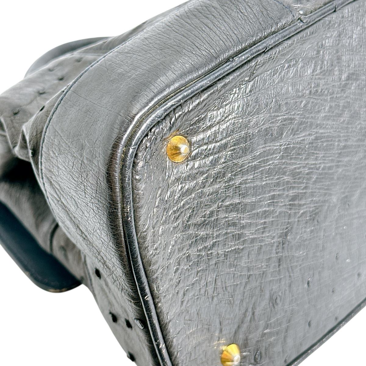 オーストリッチ ostrich ハンドバッグ
 ハンドバッグ オーストリッチ ゴールド金具 オーストリッチ ブラウン 【SS】
 【中古】