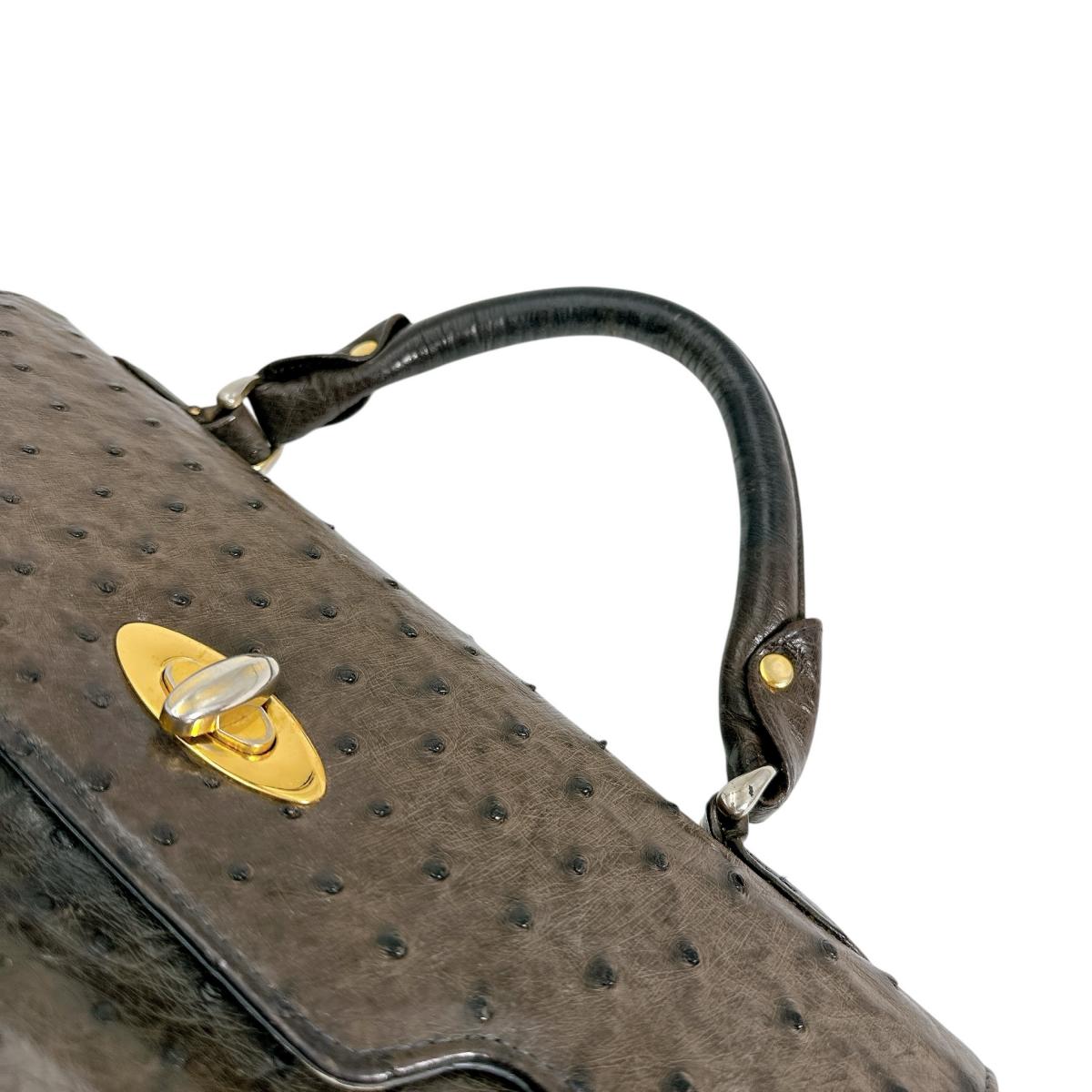 オーストリッチ ostrich ハンドバッグ
 ハンドバッグ オーストリッチ ゴールド金具 オーストリッチ ブラウン 【SS】
 【中古】