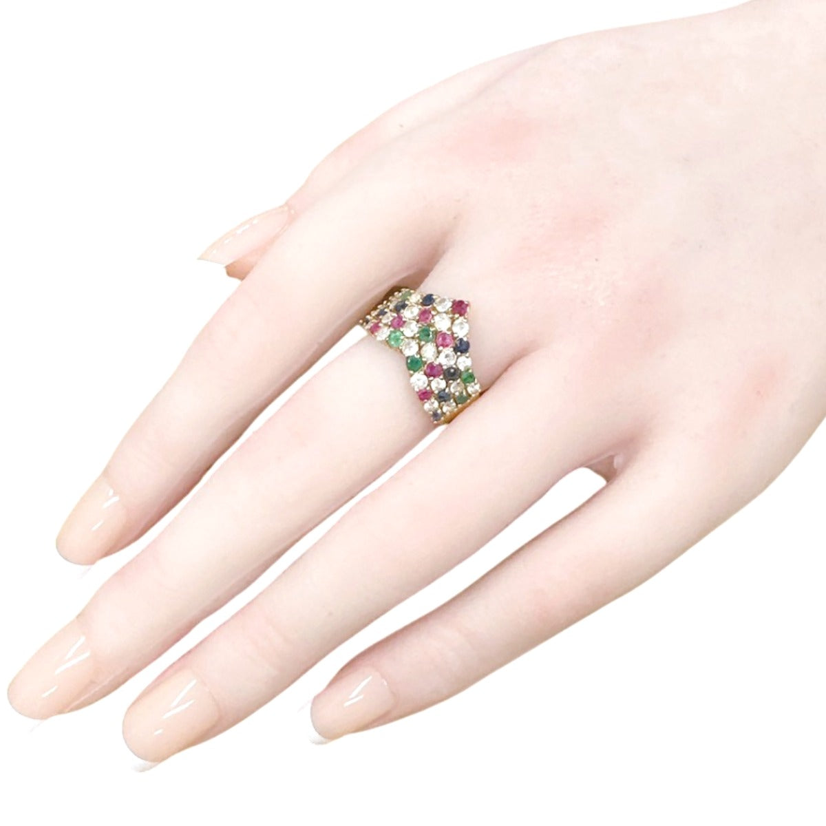 リング・指輪
 指輪 マルチカラーストーン 11号 K18 K18ゴールド マルチカラー 【SS】
 【中古】