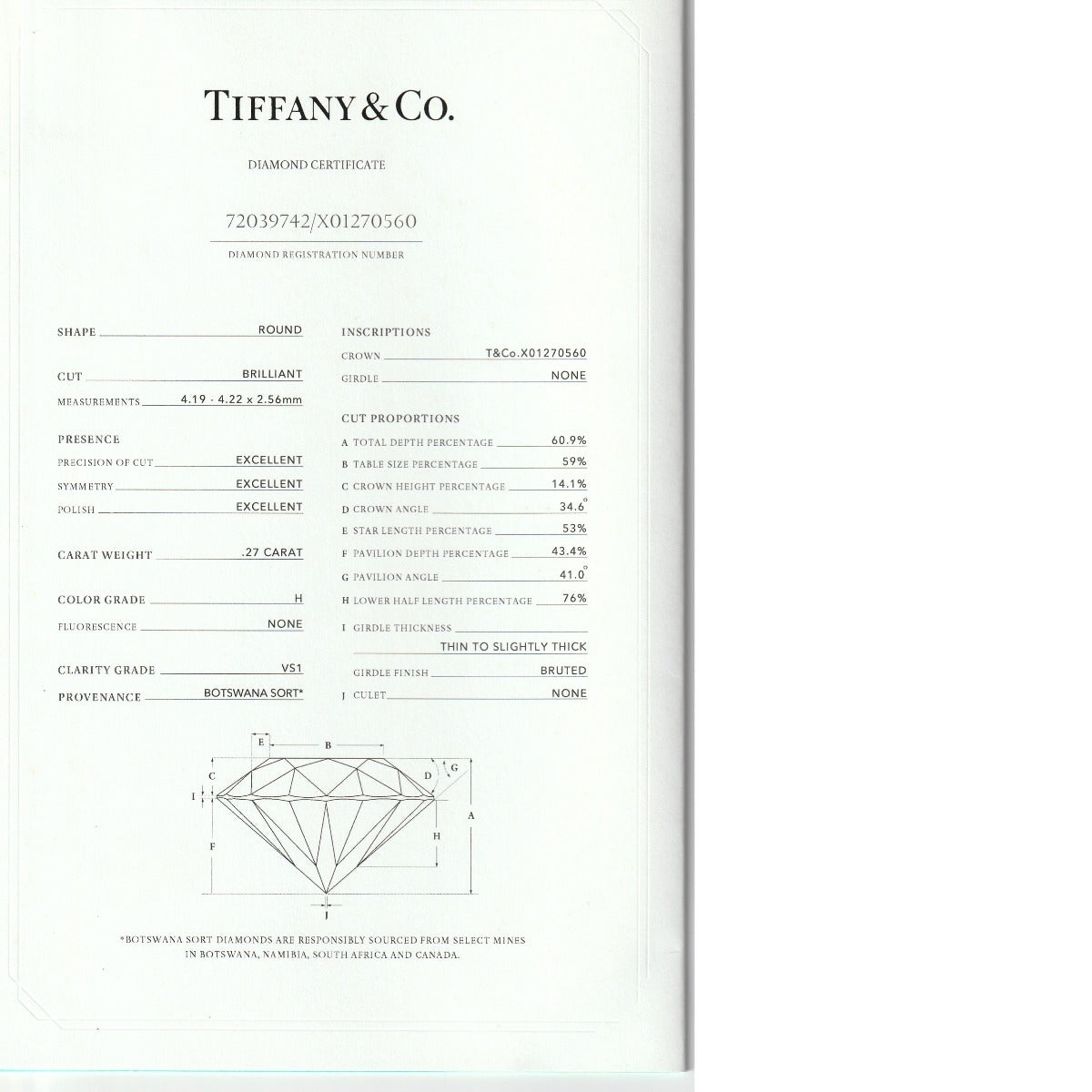 ティファニー TIFFANY&Co. リング・指輪
 Pt950 D0.27ct 10.5号 Pt950プラチナ 72039742/X01270560 プラチナ 【SS】
 【中古】