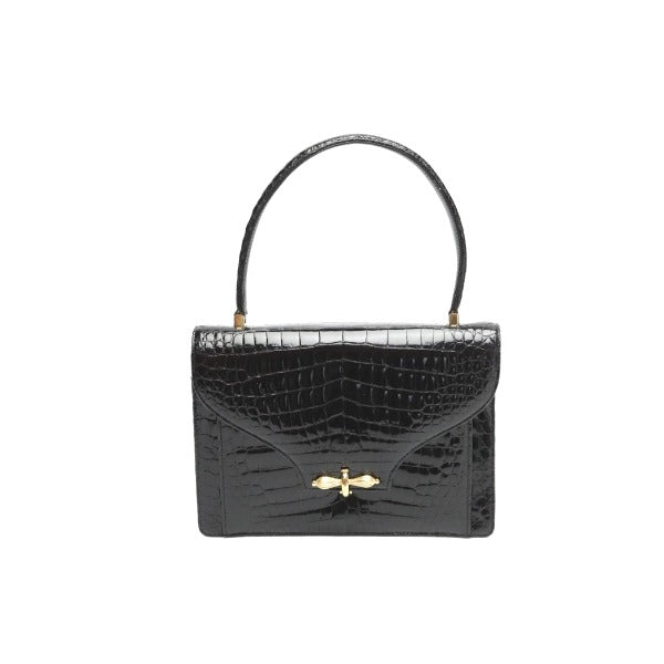 ハンドバッグ
 JRA クロコダイル シャイニング クロコダイル ブラック 【H】
 【中古】