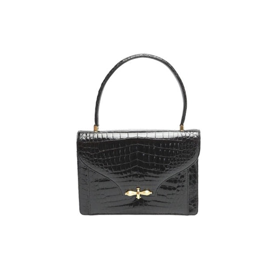 ハンドバッグ
 JRA クロコダイル シャイニング クロコダイル ブラック 【H】
 【中古】