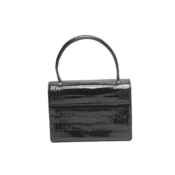 ハンドバッグ
 JRA クロコダイル シャイニング クロコダイル ブラック 【H】
 【中古】