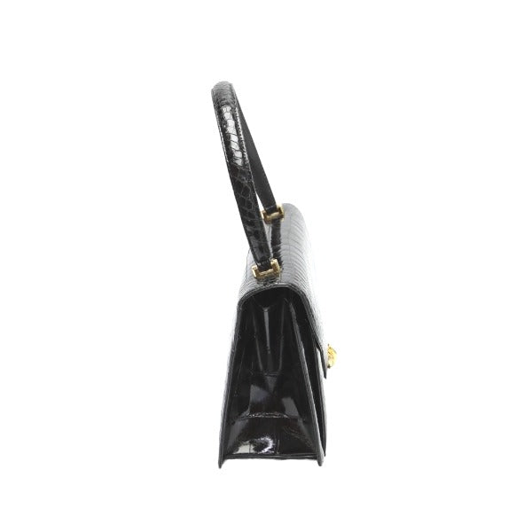 ハンドバッグ
 JRA クロコダイル シャイニング クロコダイル ブラック 【H】
 【中古】