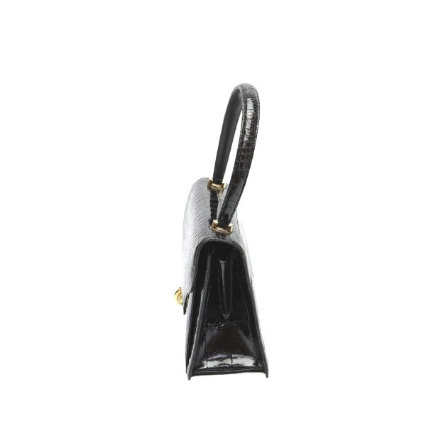 ハンドバッグ
 JRA クロコダイル シャイニング クロコダイル ブラック 【H】
 【中古】