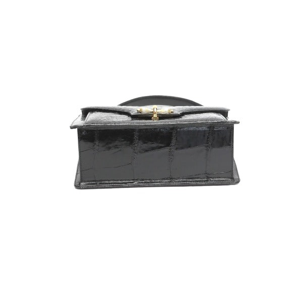 ハンドバッグ
 JRA クロコダイル シャイニング クロコダイル ブラック 【H】
 【中古】