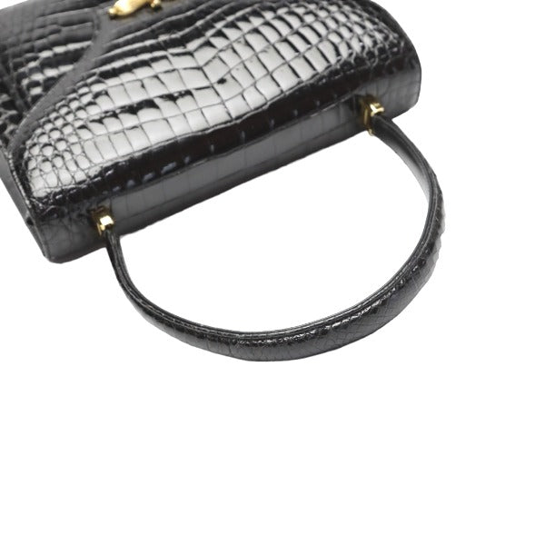 ハンドバッグ
 JRA クロコダイル シャイニング クロコダイル ブラック 【H】
 【中古】