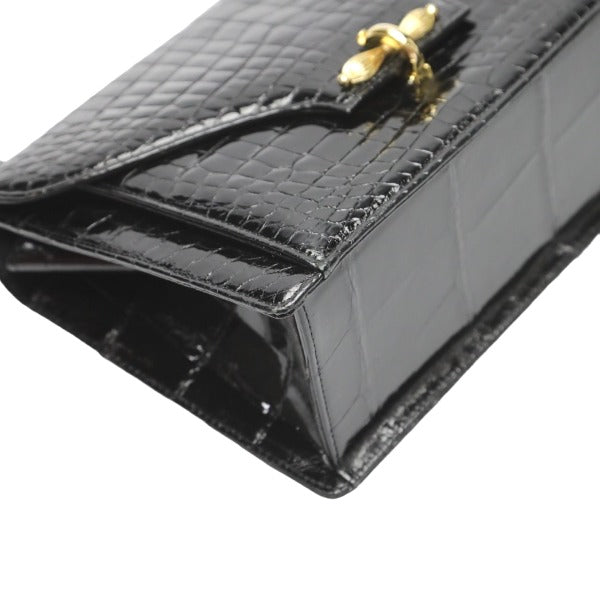 ハンドバッグ
 JRA クロコダイル シャイニング クロコダイル ブラック 【H】
 【中古】