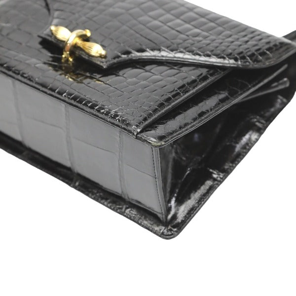 ハンドバッグ
 JRA クロコダイル シャイニング クロコダイル ブラック 【H】
 【中古】