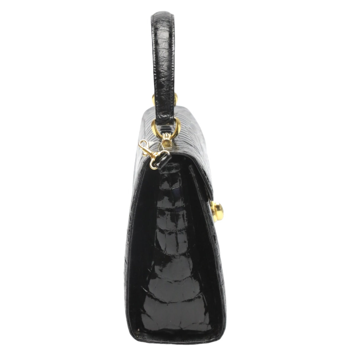 クロコダイル CROCODILE ハンドバッグ
 シャイニング クロコダイル 2WAY クロコダイル ブラック 【SS】
 【中古】