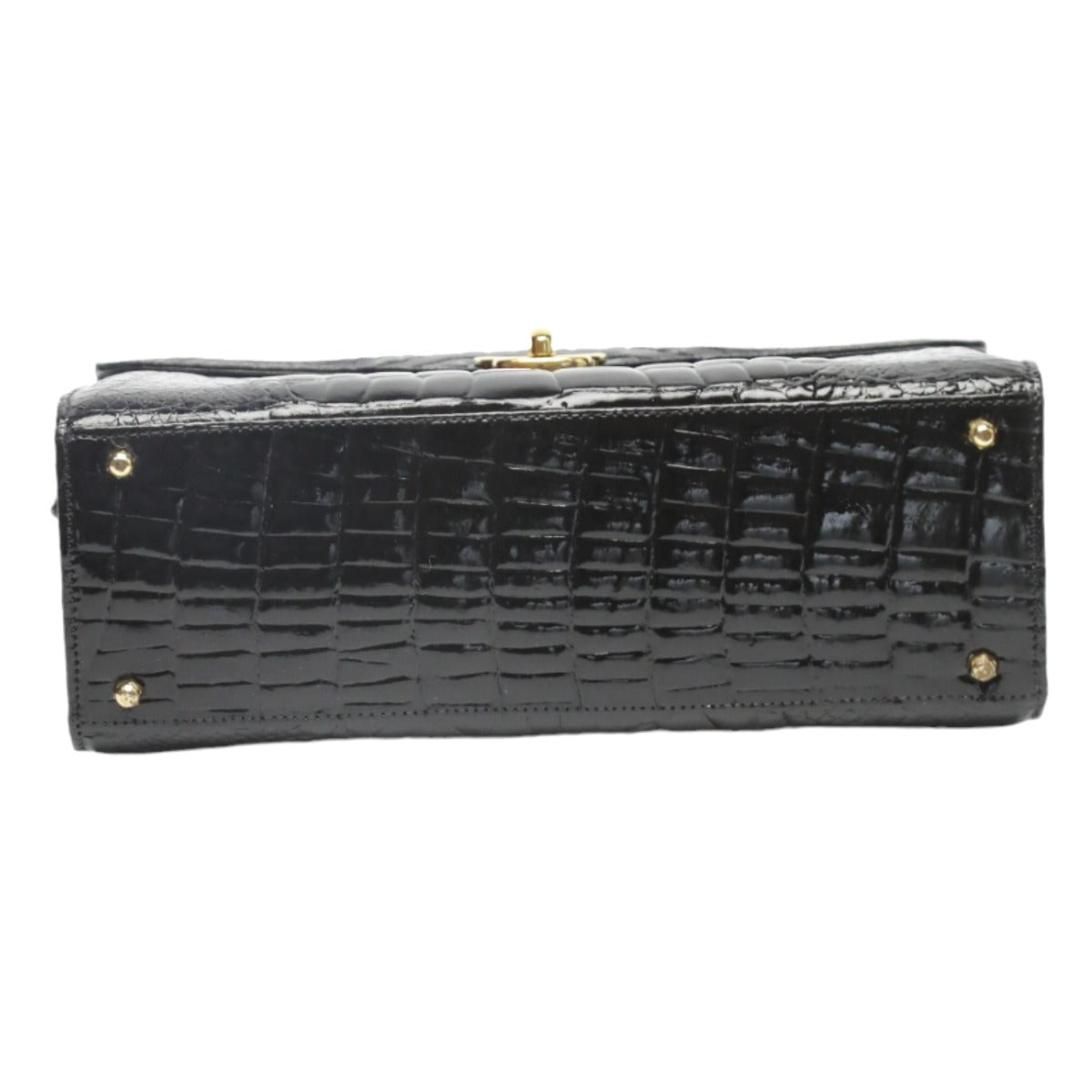 クロコダイル CROCODILE ハンドバッグ
 シャイニング クロコダイル 2WAY クロコダイル ブラック 【SS】
 【中古】