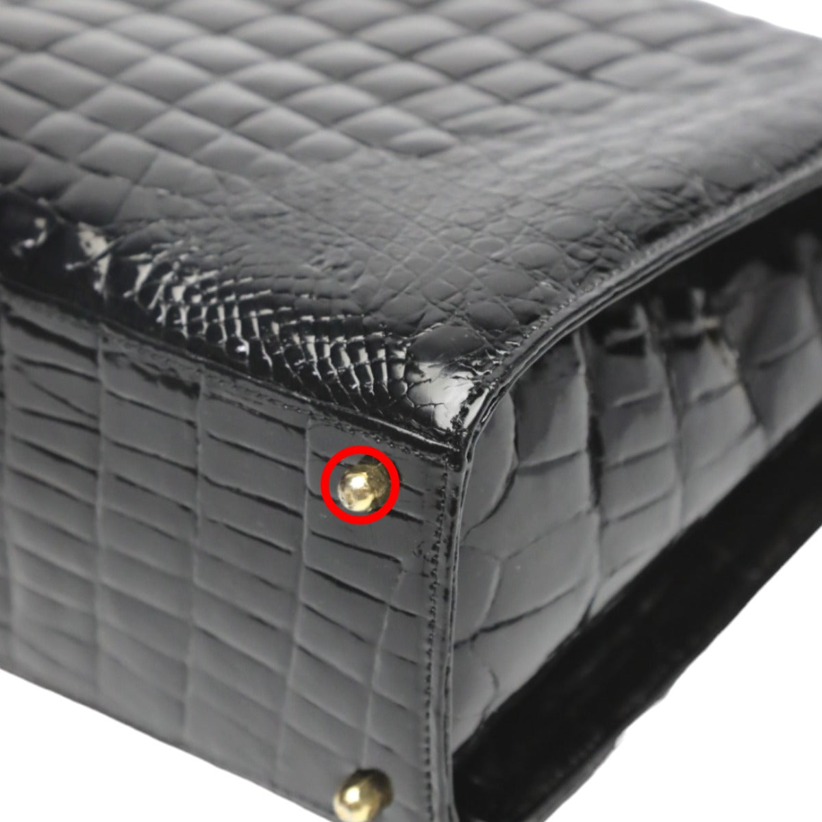 クロコダイル CROCODILE ハンドバッグ
 シャイニング クロコダイル 2WAY クロコダイル ブラック 【SS】
 【中古】