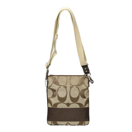コーチ COACH ショルダーバッグ
 スウィングバッグ  シグネチャー 斜め掛け レザー カーキ 【SS】
 【中古】