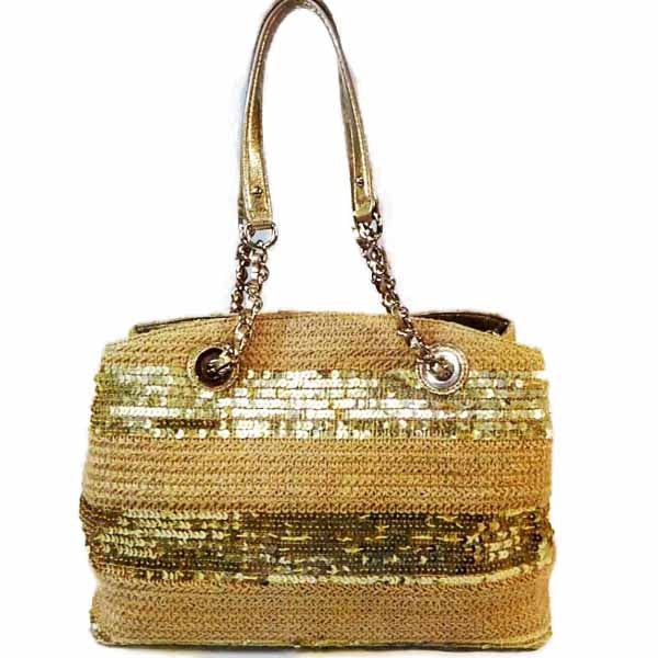 ケイトスペード Kate Spade ショルダーバッグ
 スパンコール チェーンストラップ 肩掛け トートバッグ ゴールド 【SS】
 【中古】