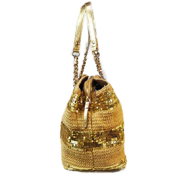 ケイトスペード Kate Spade ショルダーバッグ
 スパンコール チェーンストラップ 肩掛け トートバッグ ゴールド 【SS】
 【中古】