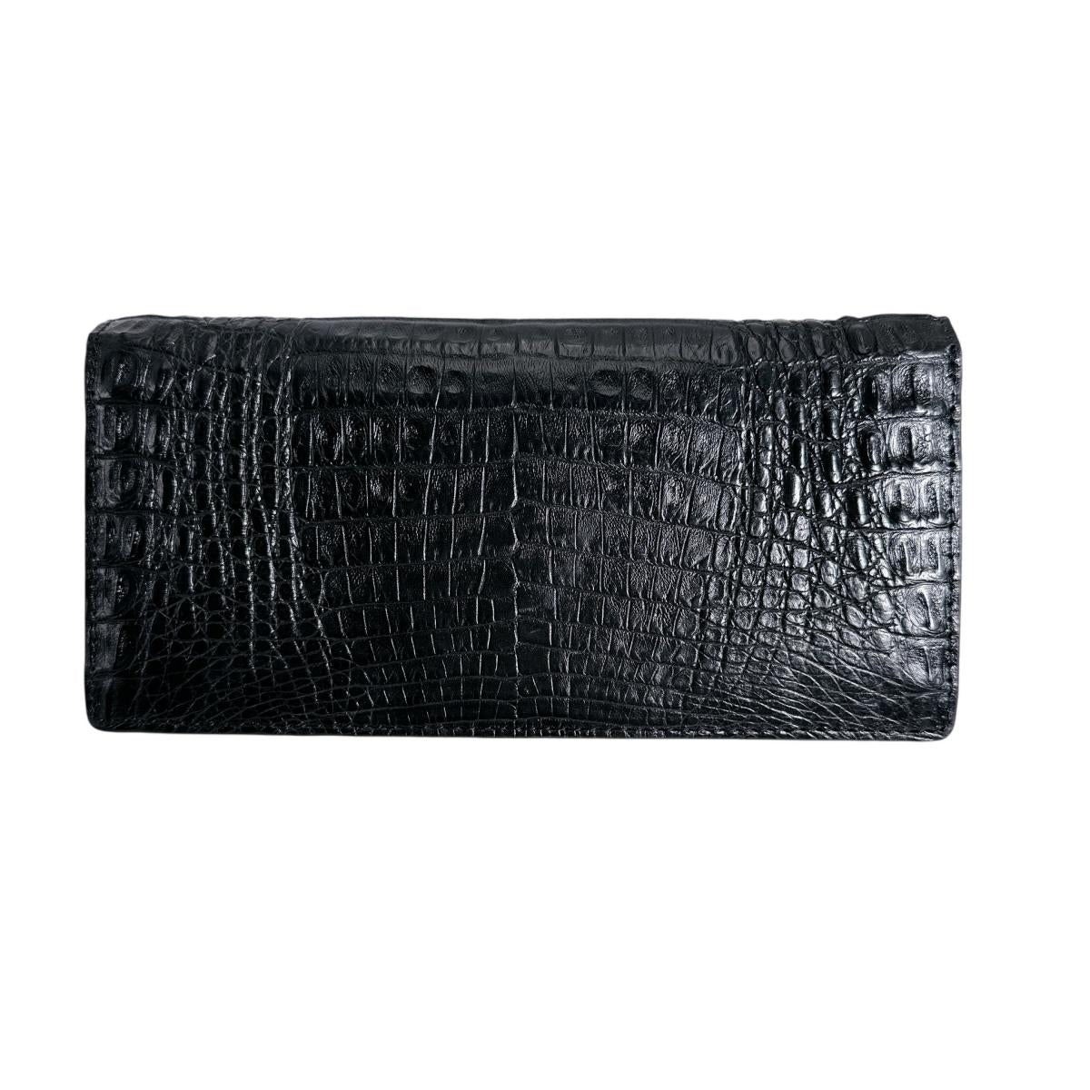 長財布
 2つ折りカード入付長財布 カイマンベリー カイマン 0520CA ブラック 【H】