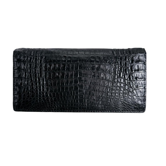 長財布
 2つ折りカード入付長財布 カイマンベリー カイマン 0520CA ブラック 【H】