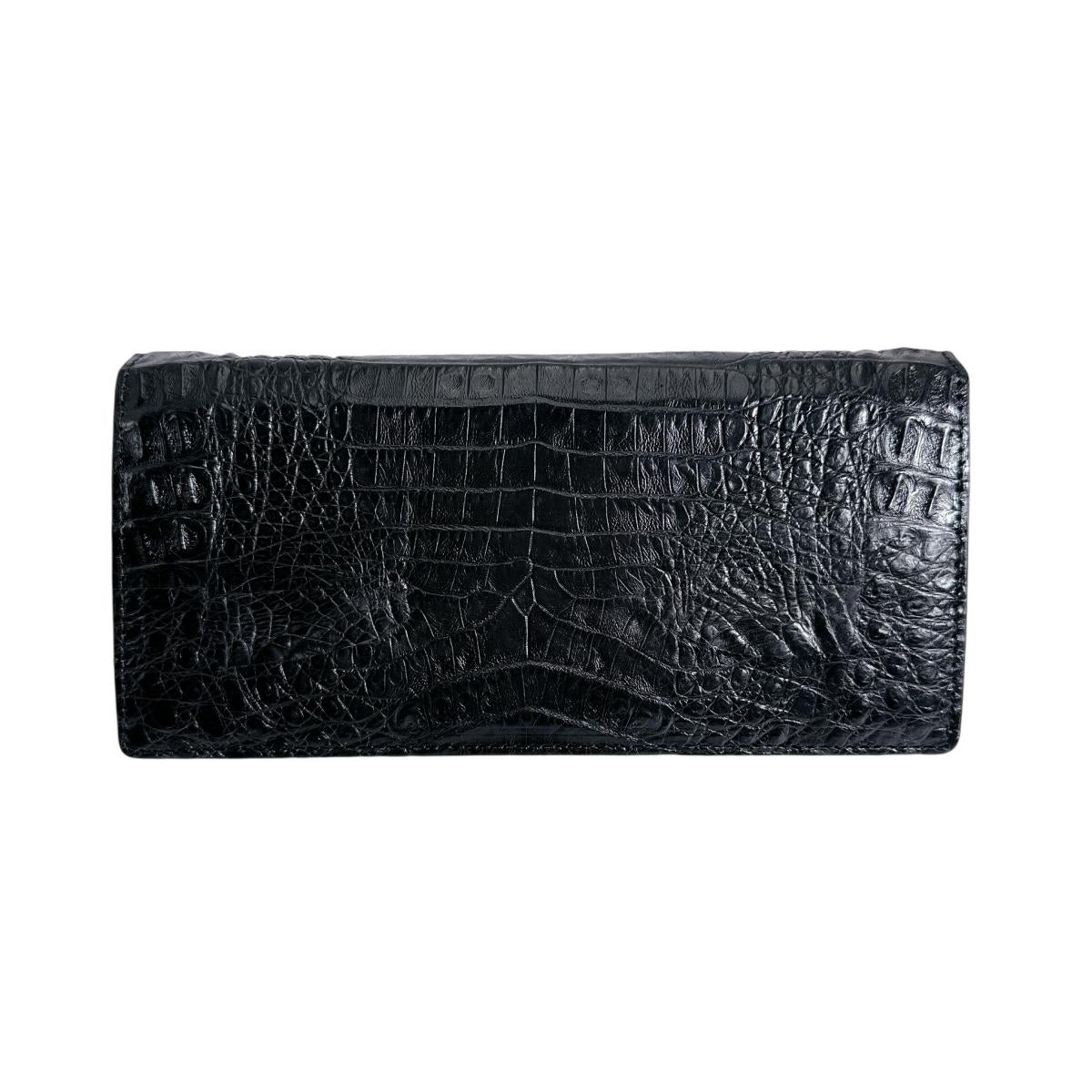 長財布
 2つ折りカード入付長財布 カイマンベリー カイマン 0520CA ブラック 【H】