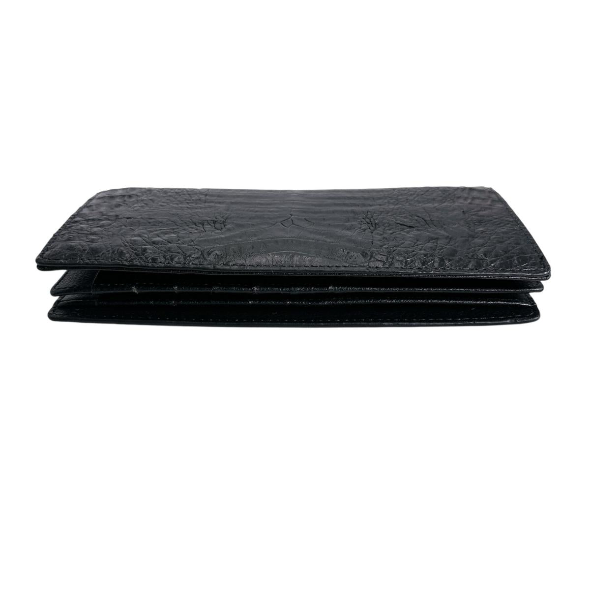 長財布
 2つ折りカード入付長財布 カイマンベリー カイマン 0520CA ブラック 【H】