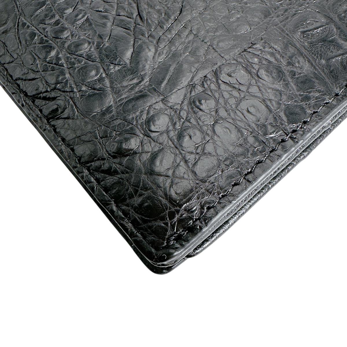 長財布
 2つ折りカード入付長財布 カイマンベリー カイマン 0520CA ブラック 【H】