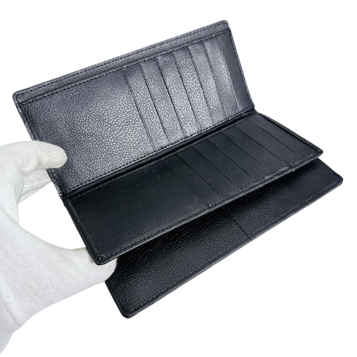 長財布
 2つ折りカード入付長財布 カイマンベリー カイマン 0520CA ブラック 【H】