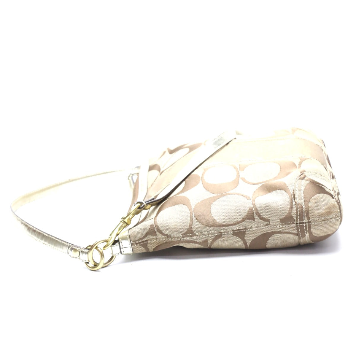 コーチ COACH ショルダーバッグ
 ストライプ シグネチャー 2WAY キャンバス 13278 ベージュ ゴールド 【SS】
 【中古】