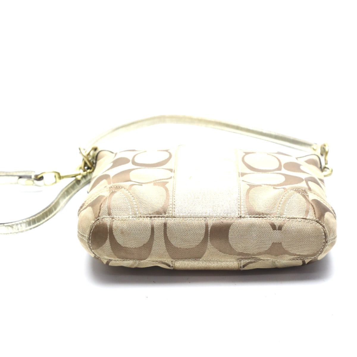 コーチ COACH ショルダーバッグ
 ストライプ シグネチャー 2WAY キャンバス 13278 ベージュ ゴールド 【SS】
 【中古】