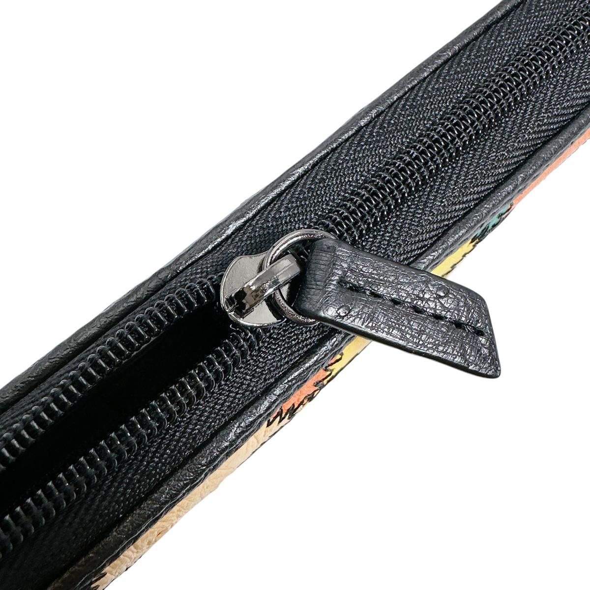 オーストリッチ ostrich 長財布
 ラウンドファスナー 黒ステッチ パッチワーク オーストリッチ LB-5055 マルチカラー 【SS】