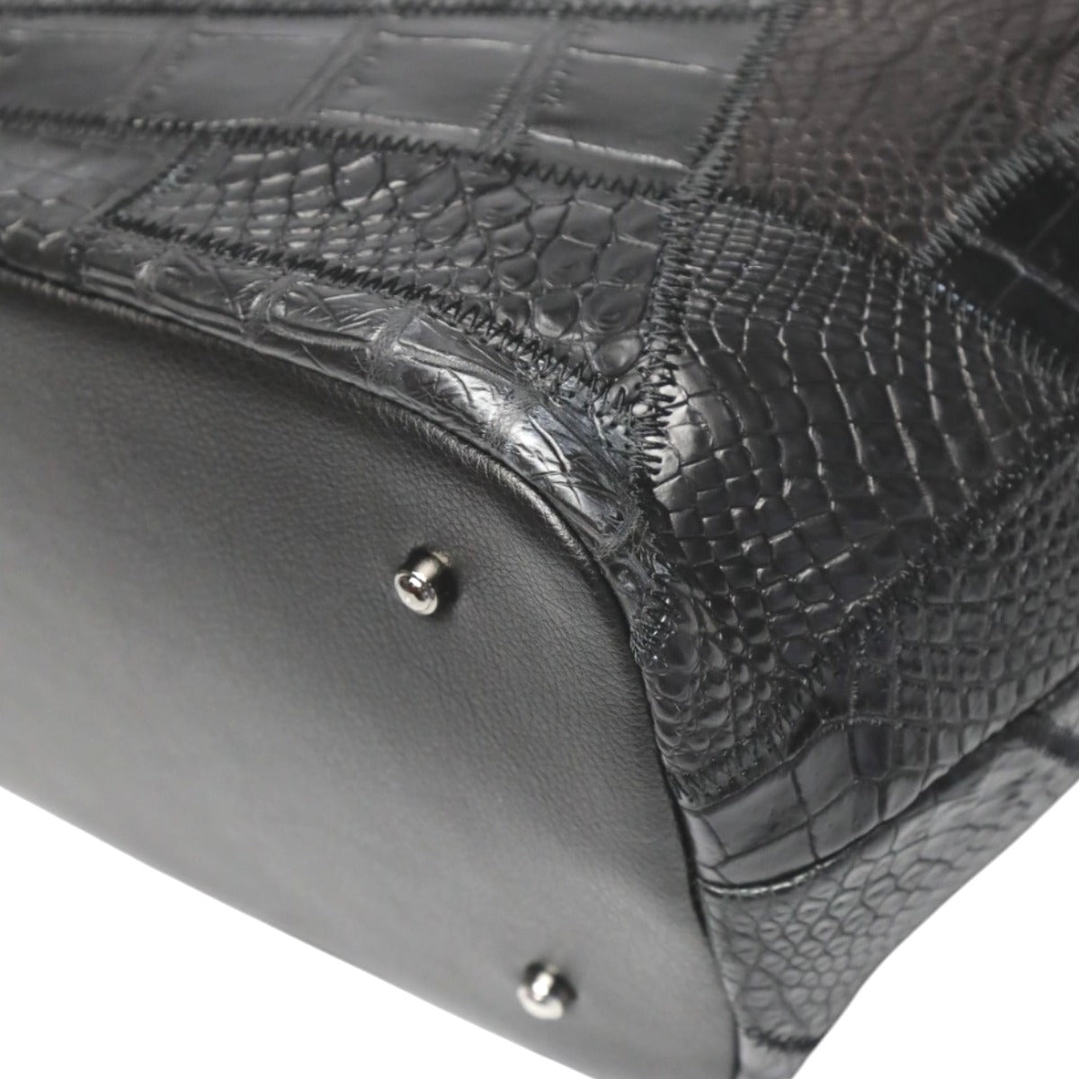 クロコダイル CROCODILE トートバッグ
 天ファスナー パッチワーク 軽量 クロコダイル LB-7001BLACKM ブラック 【SS】