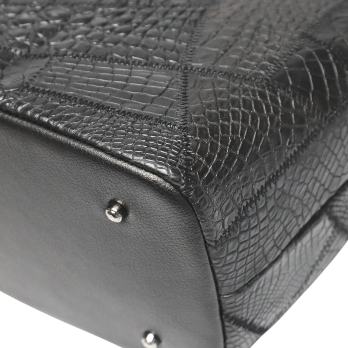 クロコダイル CROCODILE トートバッグ
 天ファスナー パッチワーク 軽量 クロコダイル LB-7001BLACKM ブラック 【SS】