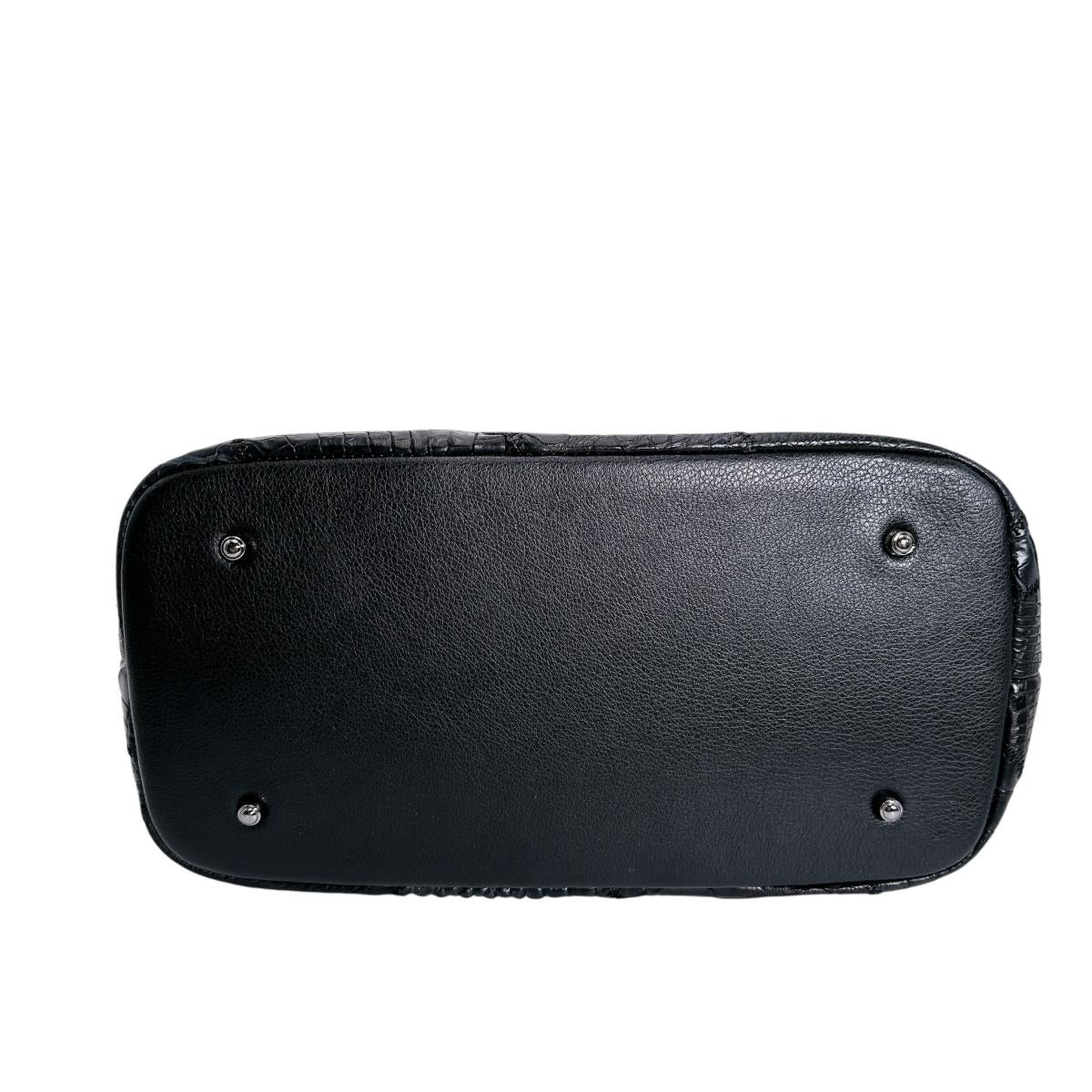 クロコダイル CROCODILE トートバッグ
 トートバッグ 天ファスナー パッチワーク クロコダイル LB-7001BLACKM ブラック 【SS】