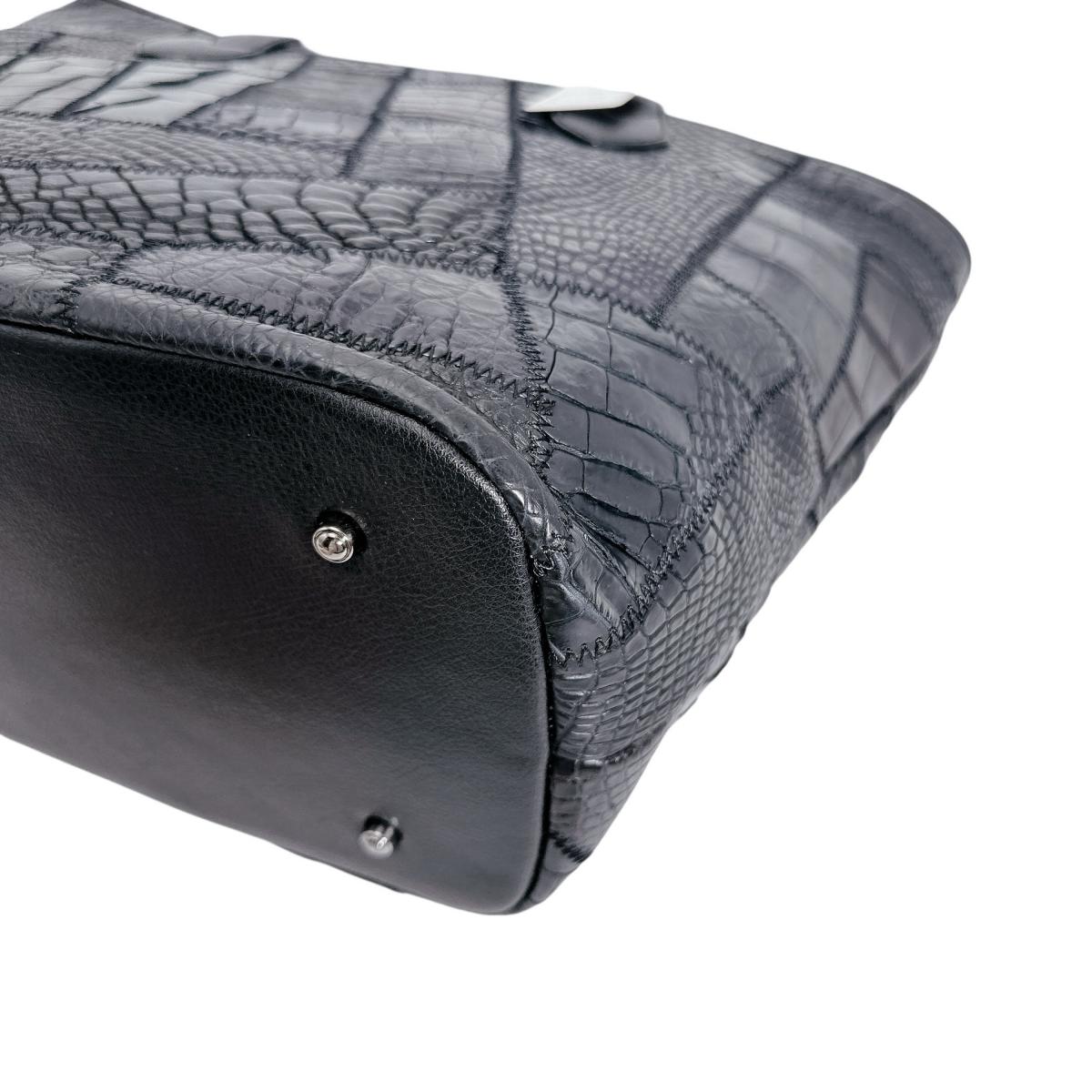 クロコダイル CROCODILE トートバッグ
 トートバッグ 天ファスナー パッチワーク クロコダイル LB-7001BLACKM ブラック 【SS】