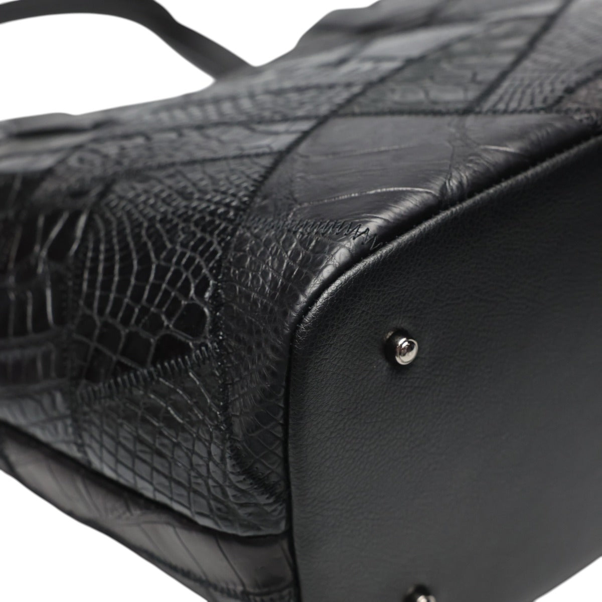 オーストリッチ ostrich トートバッグ
 ハンドバッグ ファスナー パッチワーク オーストリッチ LB-7001BLACKM ブラック 【SS】