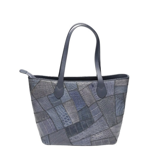 Crocodile CROCODILE Tote Bag
 
Tote bag, patchwork, top zipper, crocodile, LB-7001, blue [SS]
 【second hand】 