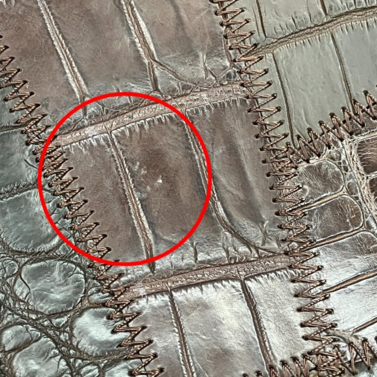 クロコダイル CROCODILE トートバッグ
 ショルダーバッグ ブラウン パッチワーク 天ファスナー クロコダイル LB-7001 ニコチン 【H】