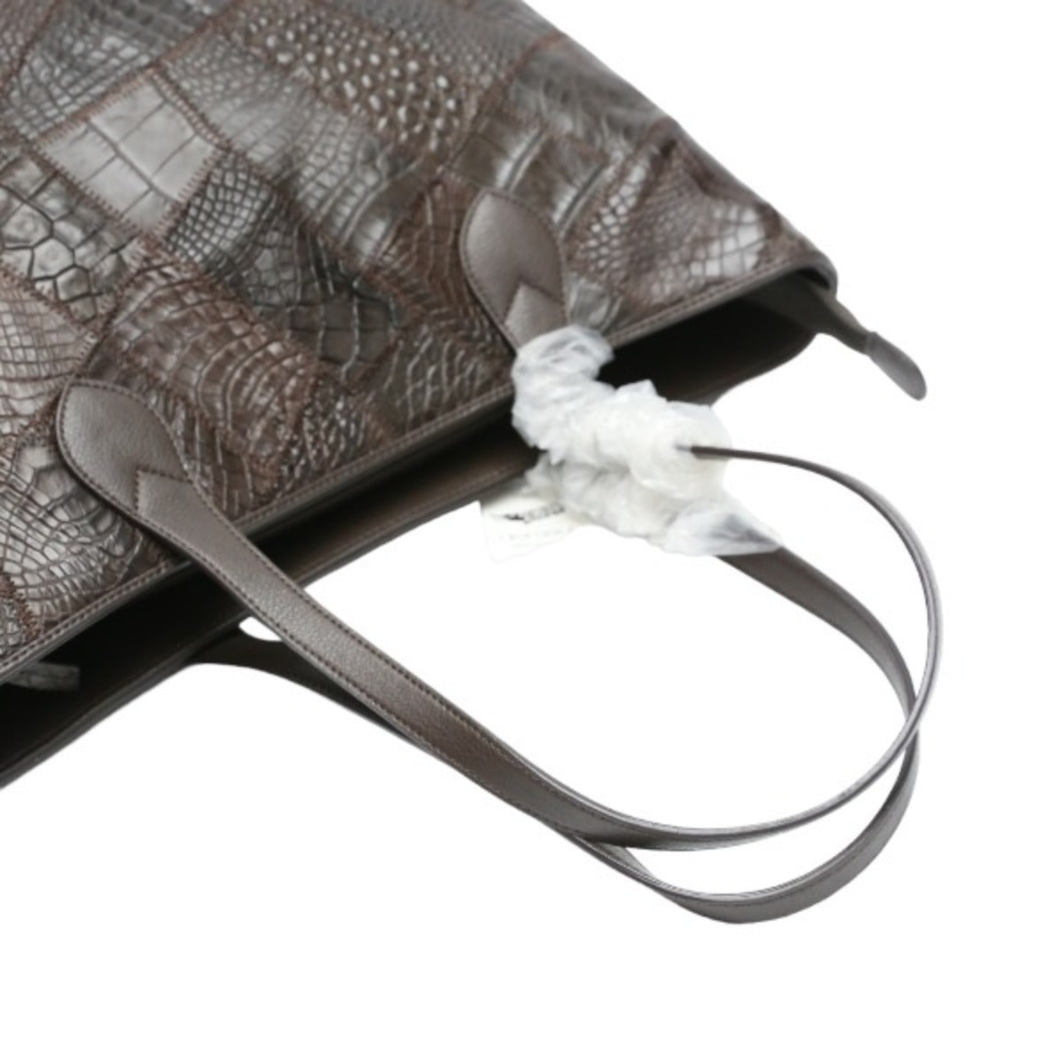 クロコダイル CROCODILE トートバッグ
 ショルダーバッグ ブラウン パッチワーク 天ファスナー クロコダイル LB-7001 ニコチン 【H】