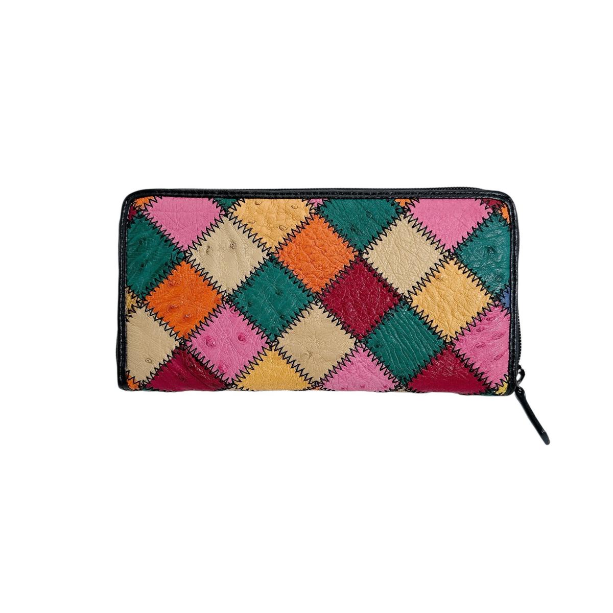 オーストリッチ ostrich 長財布
 パッチワーク ラウンドファスナー マルチカラー オーストリッチ LB-5055 マルチカラー 【H】