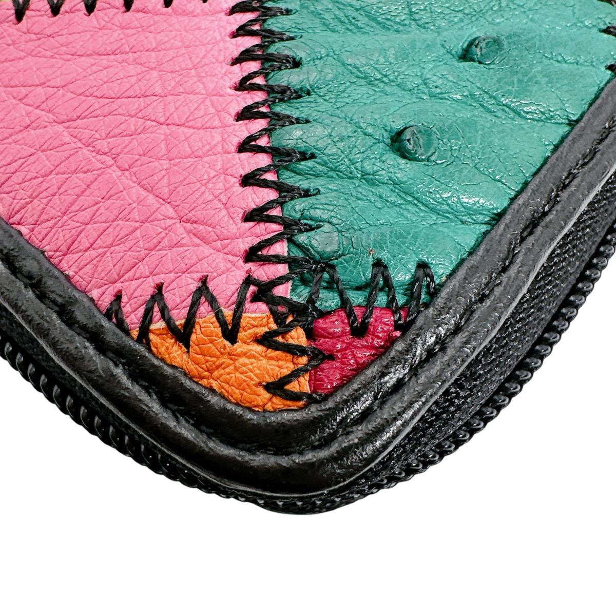 オーストリッチ ostrich 長財布
 パッチワーク ラウンドファスナー マルチカラー オーストリッチ LB-5055 マルチカラー 【H】