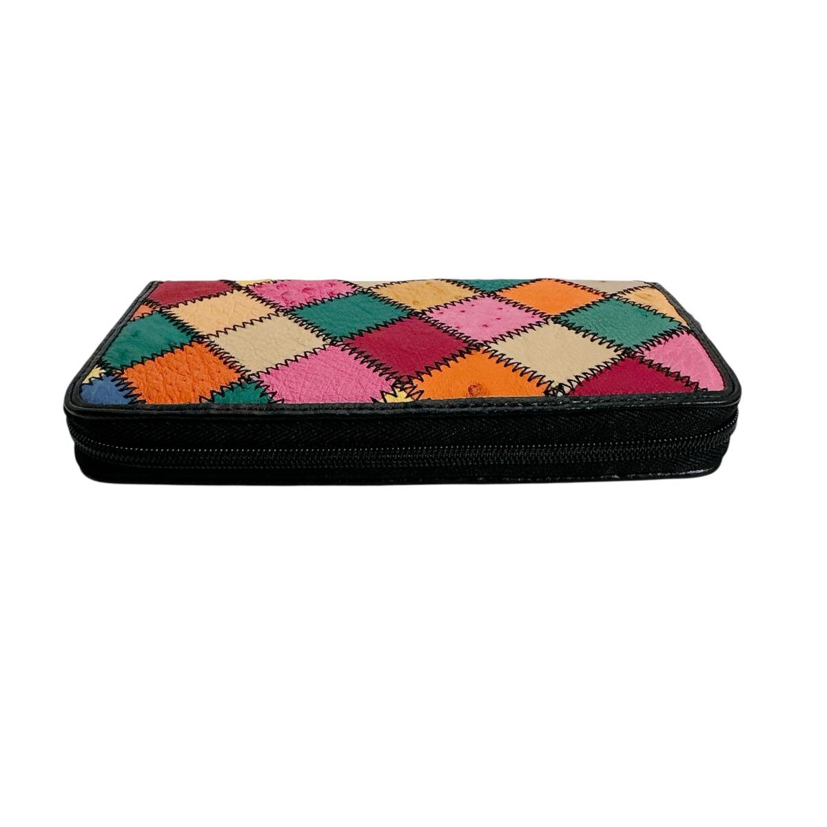 オーストリッチ ostrich 長財布
 パッチワーク マルチカラー ラウンドファスナー オーストリッチ LB-5055 マルチカラー 【H】