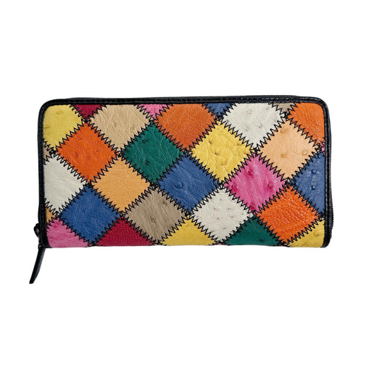 オーストリッチ ostrich 長財布
 パッチワーク ラウンドファスナー マルチカラー オーストリッチ LB-5055 マルチカラー