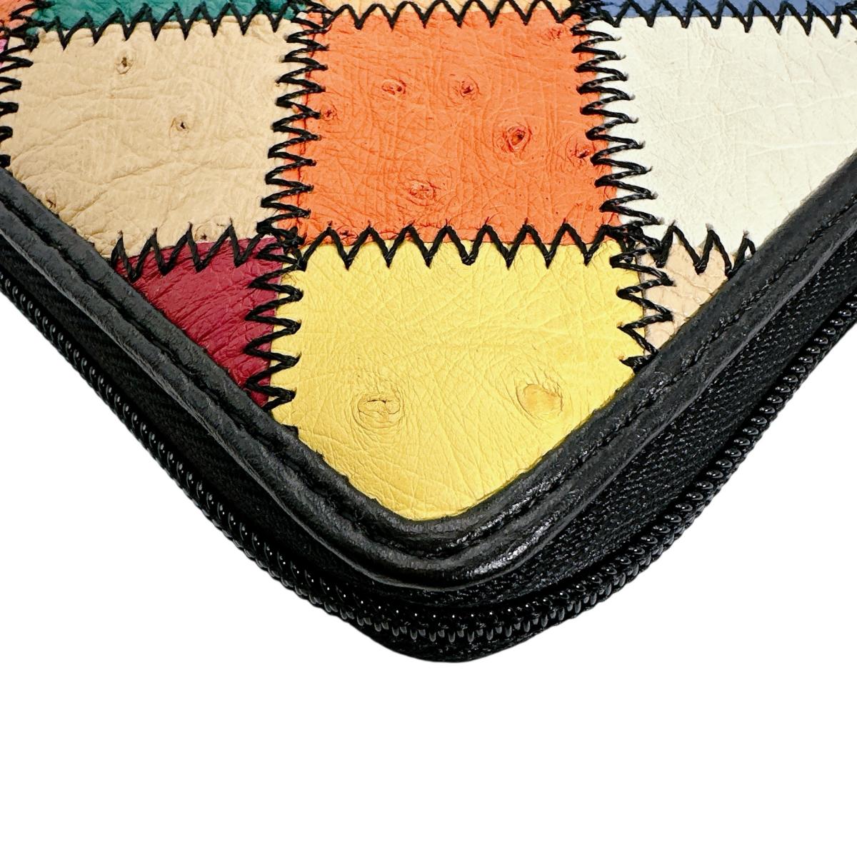 オーストリッチ ostrich 長財布
 パッチワーク ラウンドファスナー マルチカラー オーストリッチ LB-5055 マルチカラー