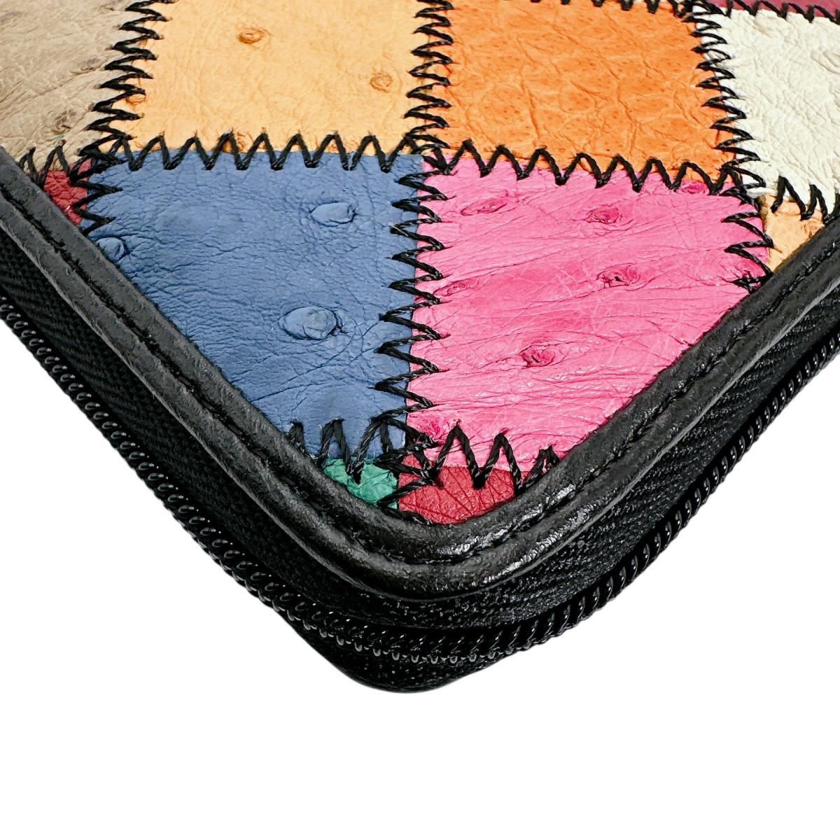 オーストリッチ ostrich 長財布
 パッチワーク ラウンドファスナー マルチカラー オーストリッチ LB-5055 マルチカラー